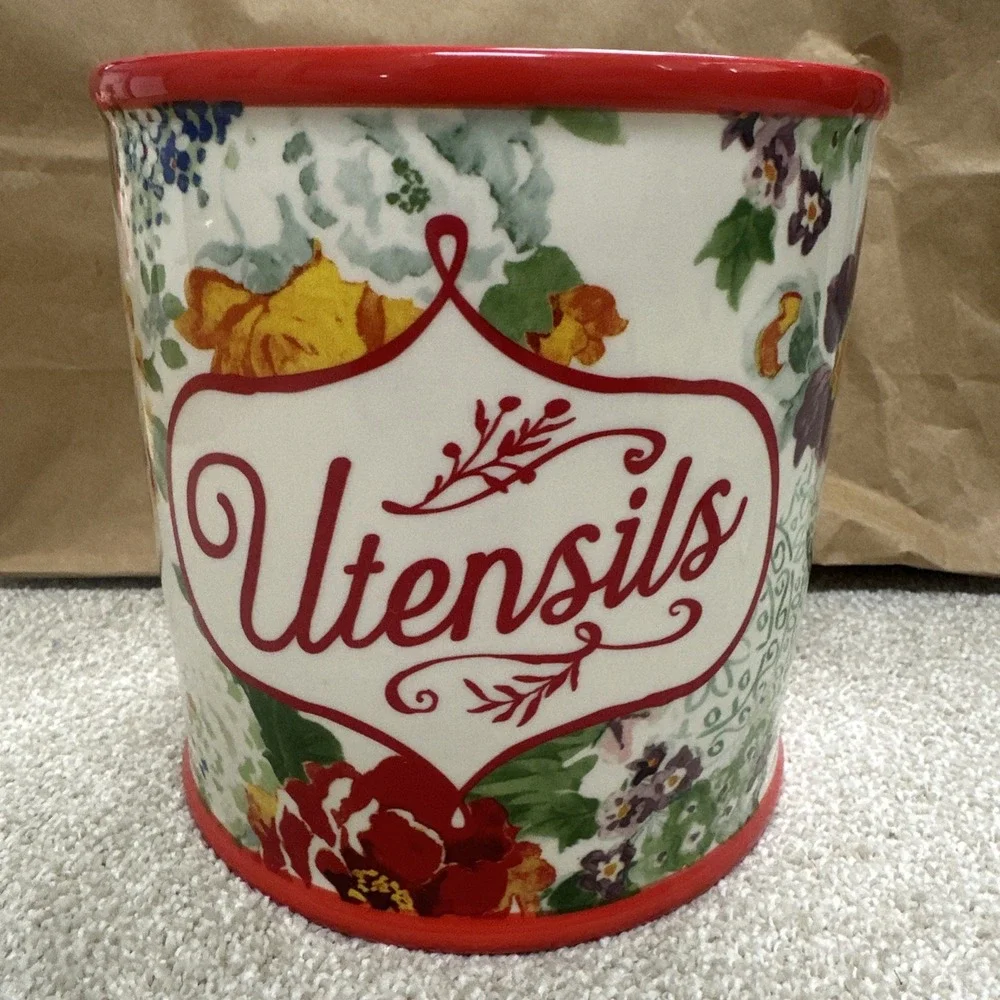 The Pioneer Woman Country Garden Stoneware Utensils Holder Large